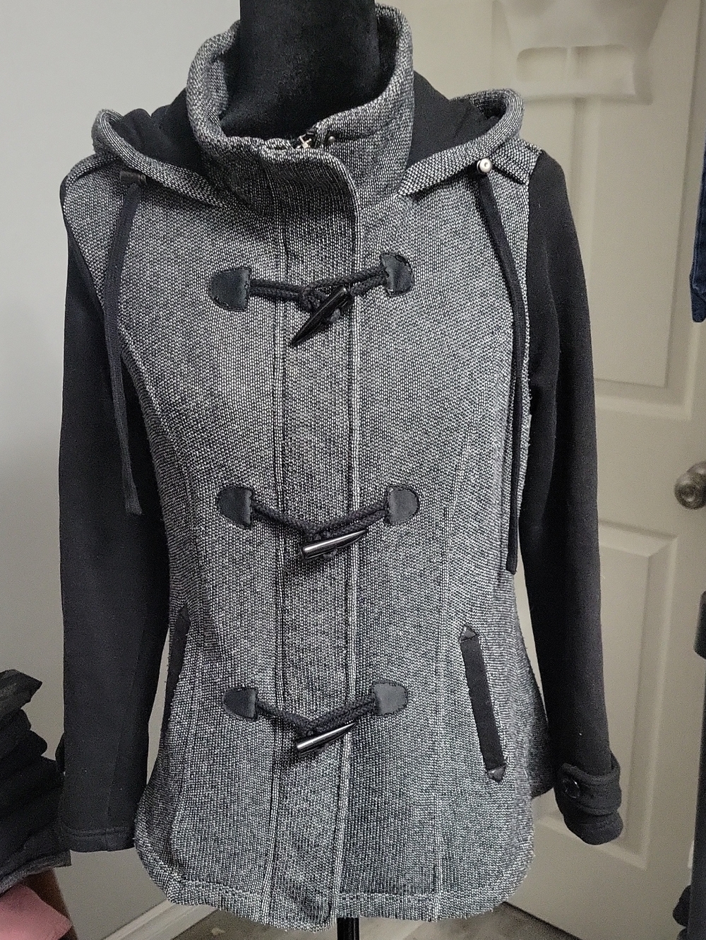 Rickis Medium Fleece Zip, Snap And Toggle Up Jackat Coat With Hood